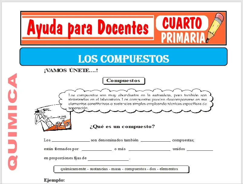 Modelo de la Ficha de Los compuestos para Cuarto de Primaria Modelo de la Ficha de Los compuestos para Cuarto de Primaria