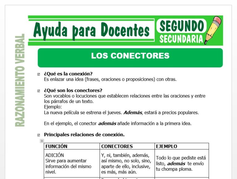 Los Conectores para Segundo de Secundaria – Ayuda para Docentes