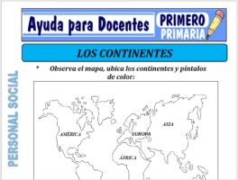 Modelo de la Ficha de Los Continentes para Primero de Primaria