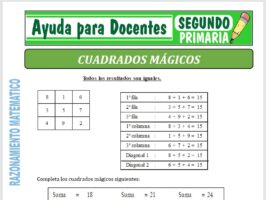 Modelo de la Ficha de Cuadrados Mágicos para Segundo de Primaria
