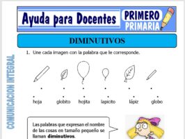 Modelo de la Ficha de Los Diminutivos para Primero de Primaria