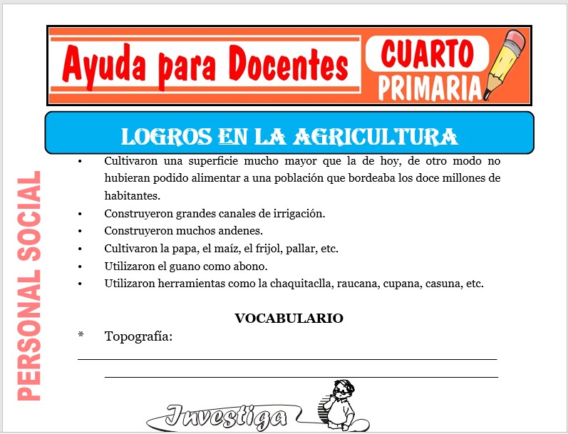 Modelo de la Ficha de Logros en la Agricultura para Cuarto de Primaria Modelo de la Ficha de Logros en la Agricultura para Cuarto de Primaria