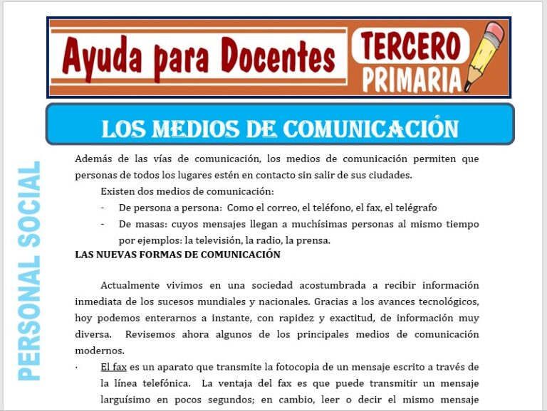 Los Medios de Comunicación para Tercero de Primaria – Ayuda para Docentes