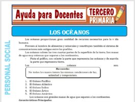 Modelo de la Ficha de Los Océanos para Tercero de Primaria