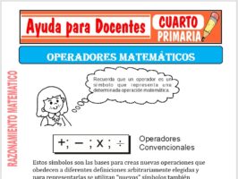 Modelo de la Ficha de Operadores Matemáticos para Cuarto de Primaria