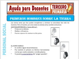Modelo de la Ficha de Los Primeros Hombres Sobre La Tierra para Tercero de Primaria