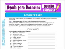 Modelo de la Ficha de Los Refranes para Quinto de Primaria