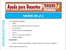 Modelo de la Ficha de Los Signos de Admiración e Interrogación para Tercero de Primaria