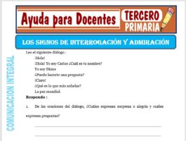 Modelo de la Ficha de Signos de Admiración y Interrogación para Tercero de Primaria