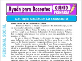 Modelo de la Ficha de Los Tres Socios de la Conquista para Quinto de Primaria