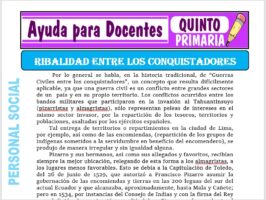 Modelo de la Ficha de La Rivalidad entre los Conquistadores para Quinto de Primaria