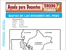 Modelo de la Ficha de Mapa de las Regiones del Perú para Tercero de Primaria