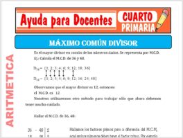 Modelo de la Ficha de Máximo Común Divisor para Cuarto de Primaria