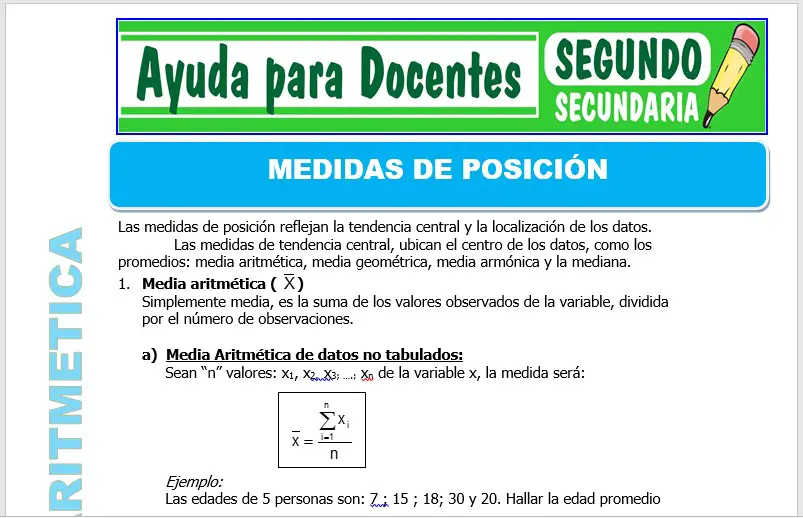 Modelo de la Ficha de Medidas de Posición para Segundo de Secundaria