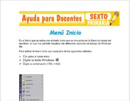 Modelo de la Ficha de Menú Inicio para Sexto de Primaria