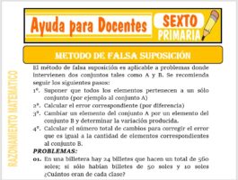 Modelo de la Ficha de Método de Falsa Suposición para Sexto de Primaria
