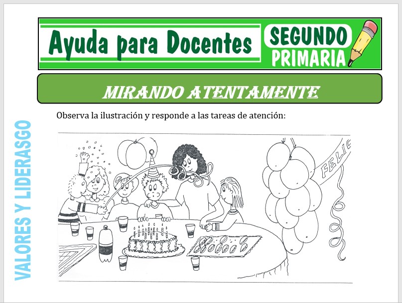 Modelo de la Ficha de Mirando Atentamente para Segundo de Primaria