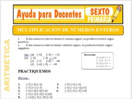 Modelo de la Ficha de Multiplicación de Números Enteros para Sexto de Primaria