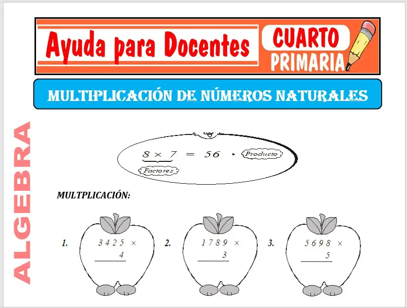 Modelo de la Ficha de La Multiplicación de Números Naturales para Cuarto de Primaria Modelo de la Ficha de La Multiplicación de Números Naturales para Cuarto de Primaria