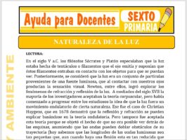 Modelo de la Ficha de Naturaleza de la Luz para Sexto de Primaria