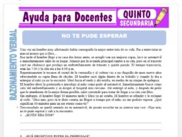 Modelo de la Ficha de No te Pude Esperar para Quinto de Secundaria