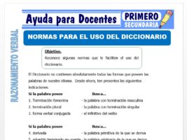 Modelo de la Ficha de Normas para el Uso del Diccionario para Primero de Secundaria