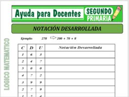 Modelo de la Ficha de Notación Desarrollada para Segundo de Primaria