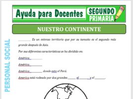 Modelo de la Ficha de Nuestro Continente para Segundo de Primaria