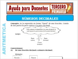 Modelo de la Ficha de Números Decimales para Tercero de Primaria