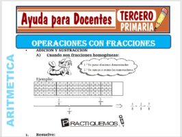 Modelo de la Ficha de Operaciones con Fracciones para Tercero de Primaria