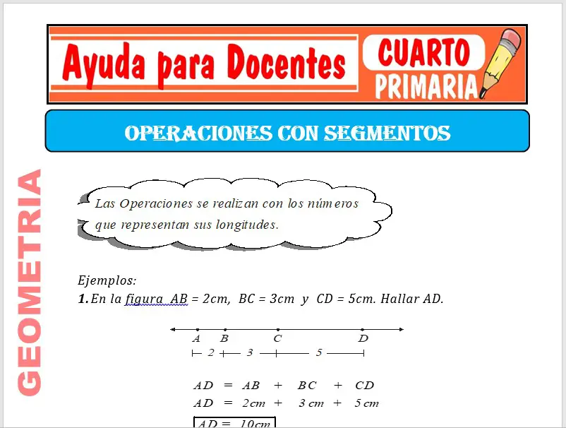 Modelo de la Ficha de Operación con Segmentos para Cuarto de Primaria