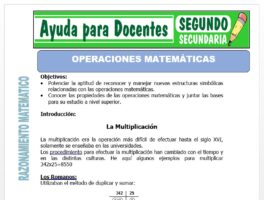 Modelo de la Ficha de Operaciones Matemáticas para Segundo de Secundaria