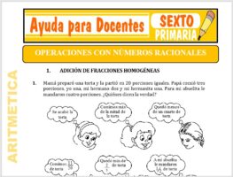 Modelo de la Ficha de Operaciones con Números Racionales para Sexto de Primaria