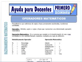 Modelo de la Ficha de Operadores Matemáticos para Primero de Secundaria