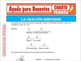 Modelo de la Ficha de La Oración Bimembre para Cuarto de Primaria