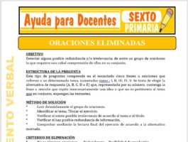 Modelo de la Ficha de Oraciones Eliminadas para Sexto de Primaria
