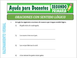 Modelo de la Ficha de Oraciones con Sentido Lógico para Segundo de Primaria