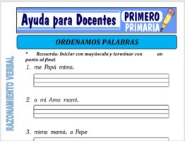 Modelo de la Ficha de Ordenamos Palabras para Primero de Primaria