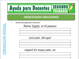 Modelo de la Ficha de Ordenando Oraciones para Segundo de Primaria