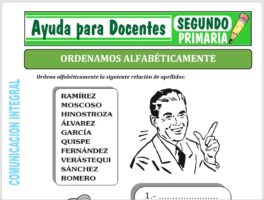 Modelo de la Ficha de Ordenamos Alfabéticamente para Segundo de Primaria