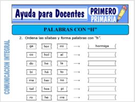 Modelo de la Ficha de Palabras con H para Primero de Primaria