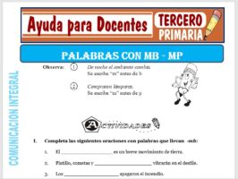 Modelo de la Ficha de Palabras con “MP” y “MB” para Tercero de Primaria