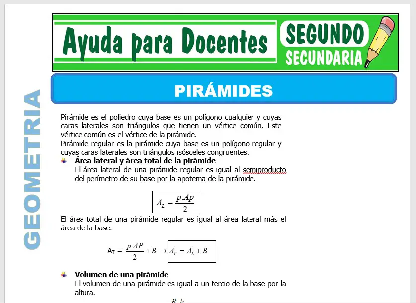 Modelo de la Ficha de Pirámides para Segundo de Secundaria