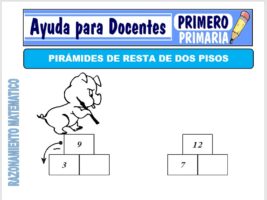 Modelo de la Ficha de Pirámides de Resta de Dos Pisos para Primero de Primaria