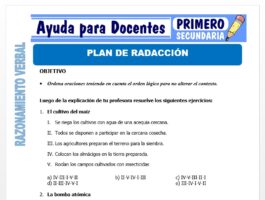 Modelo de la Ficha de Plan de Redacción para Primero de Secundaria
