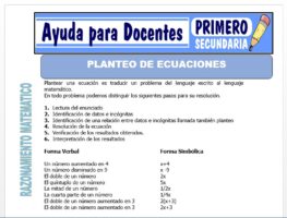 Modelo de la Ficha de Planteo de Ecuaciones para Primero de Secundaria