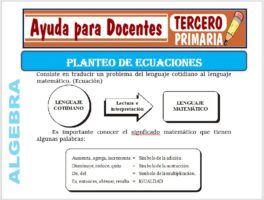 Modelo de la Ficha de Planteo de Ecuaciones para Tercero de Primaria