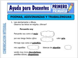 Modelo de la Ficha de Poemas, Adivinanzas y Trabalenguas para Primero de Primaria