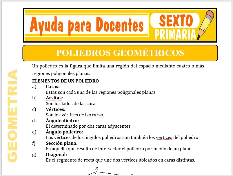 Modelo de la Ficha de Poliedros Geométricos para Sexto de Primaria