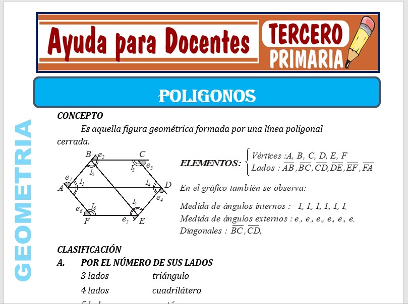 Modelo de la Ficha de Polígonos para Tercero de Primaria